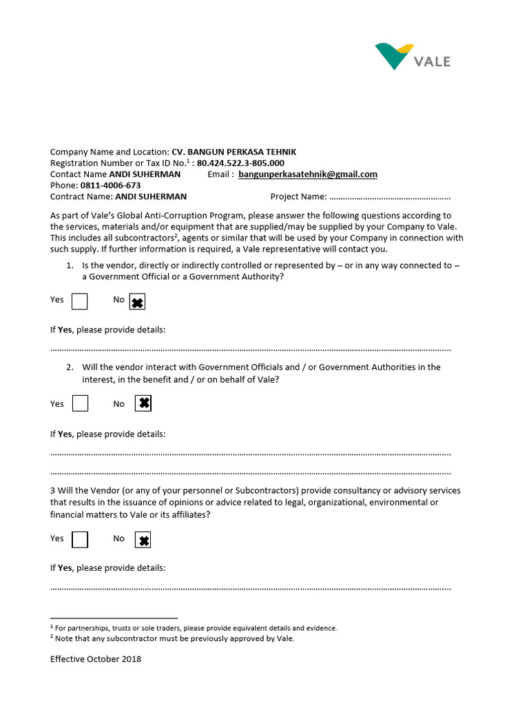 Initial Risk Assessment Questionnaire | PDF | Business | Justice