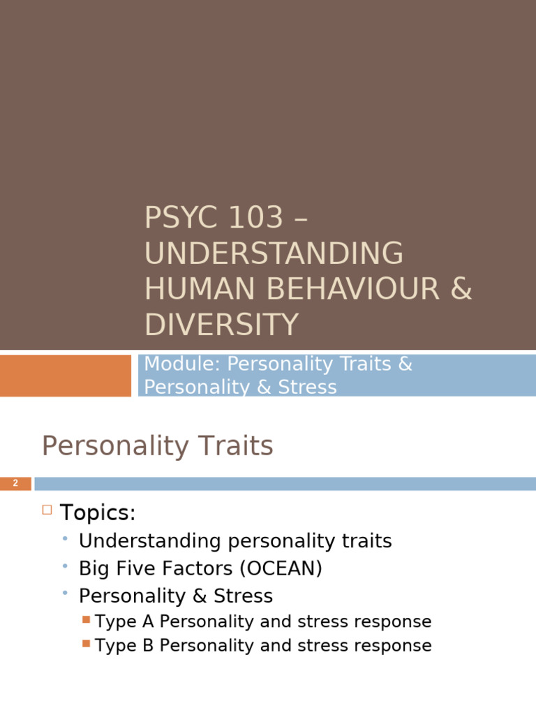 PSYC 103 - Module Personality Traits Stress SC | PDF | Optimism ...