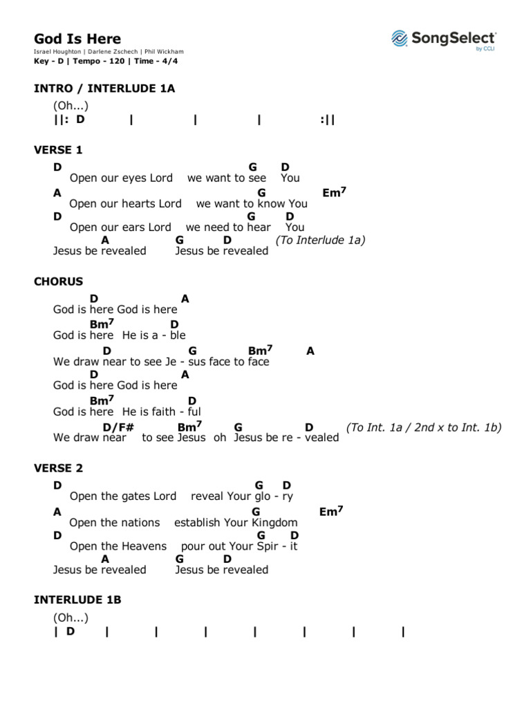God Is Here - Chords and Lyrics | PDF