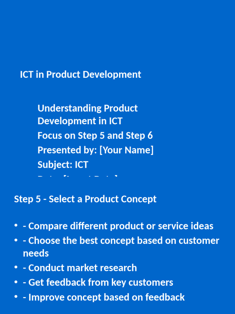 ICT Product Development Steps 5 & 6 | PDF