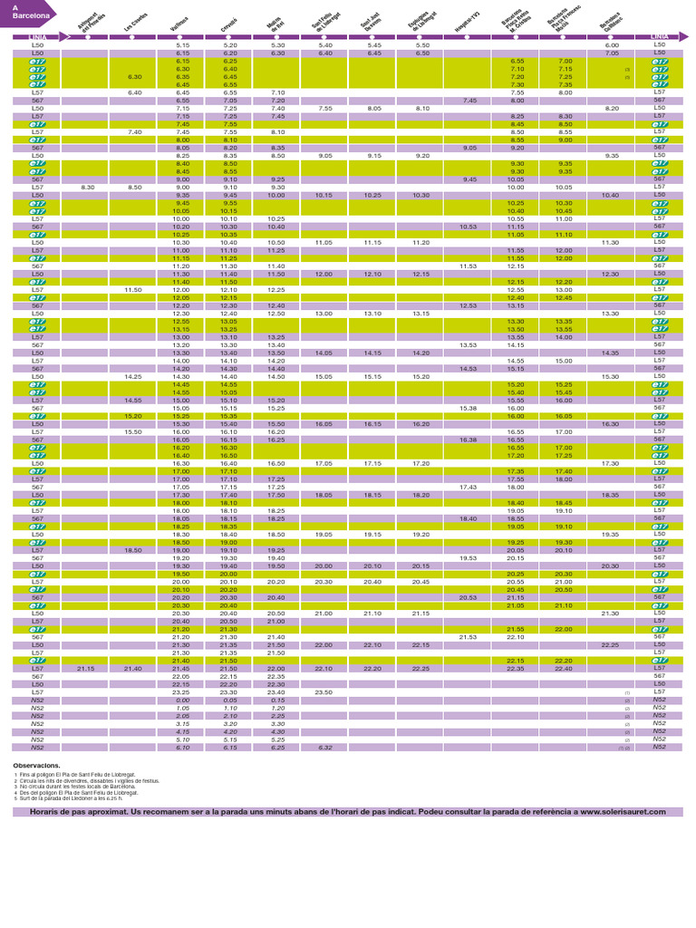 Horaires Bus L50 et L57 à Vallirana | PDF