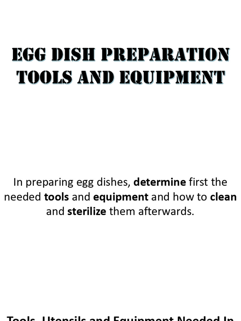 Basic L3 Egg Dish Preparation Tools and Equipment PDF Kitchen