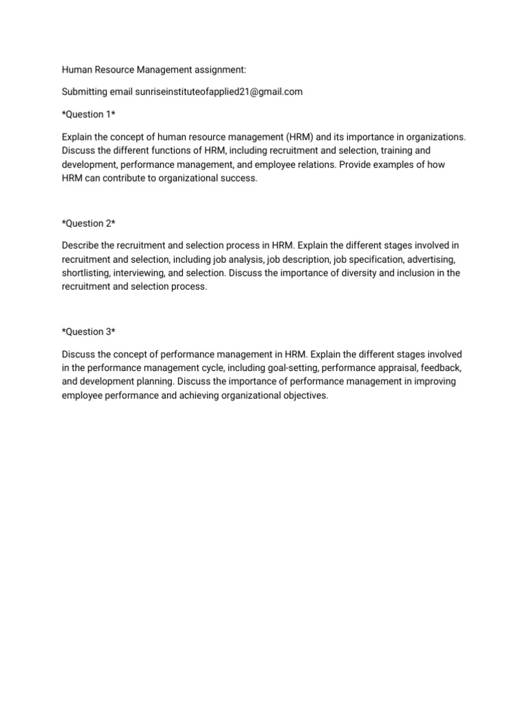 Human Resource Management Assignment | PDF