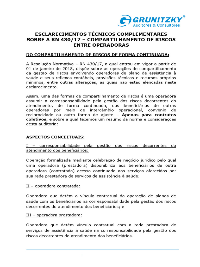 Esclarecimentos sobre RN 430/17 e Riscos | PDF | Contabilidade | Business