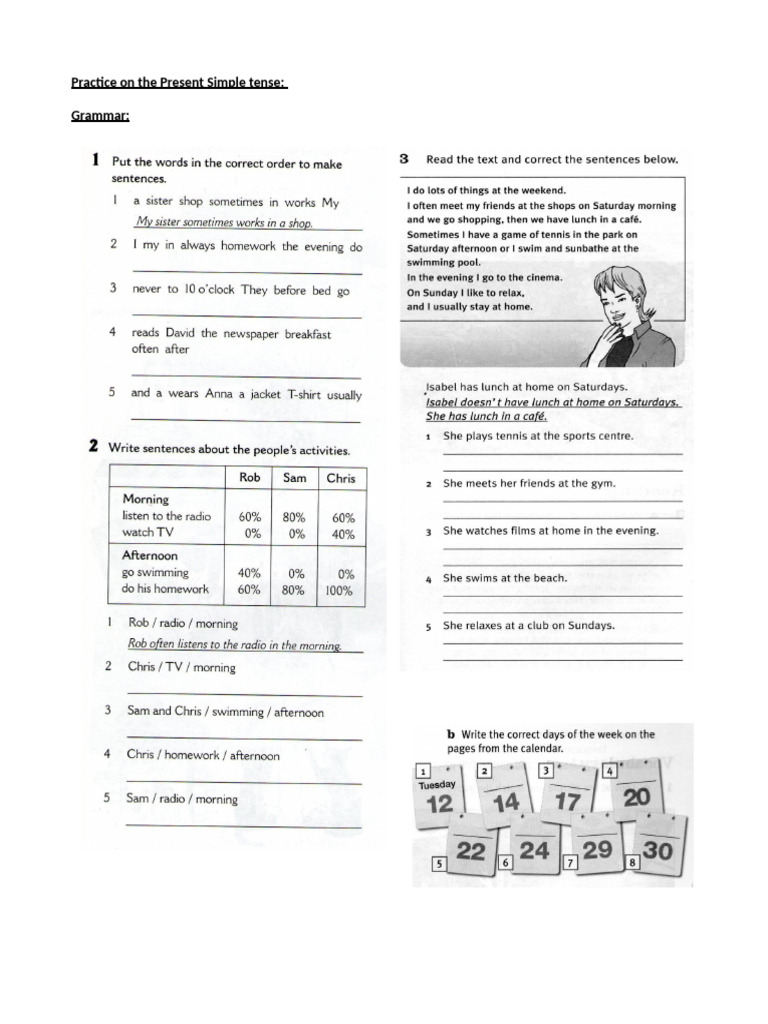 Practice On The Present Simple Tense | PDF