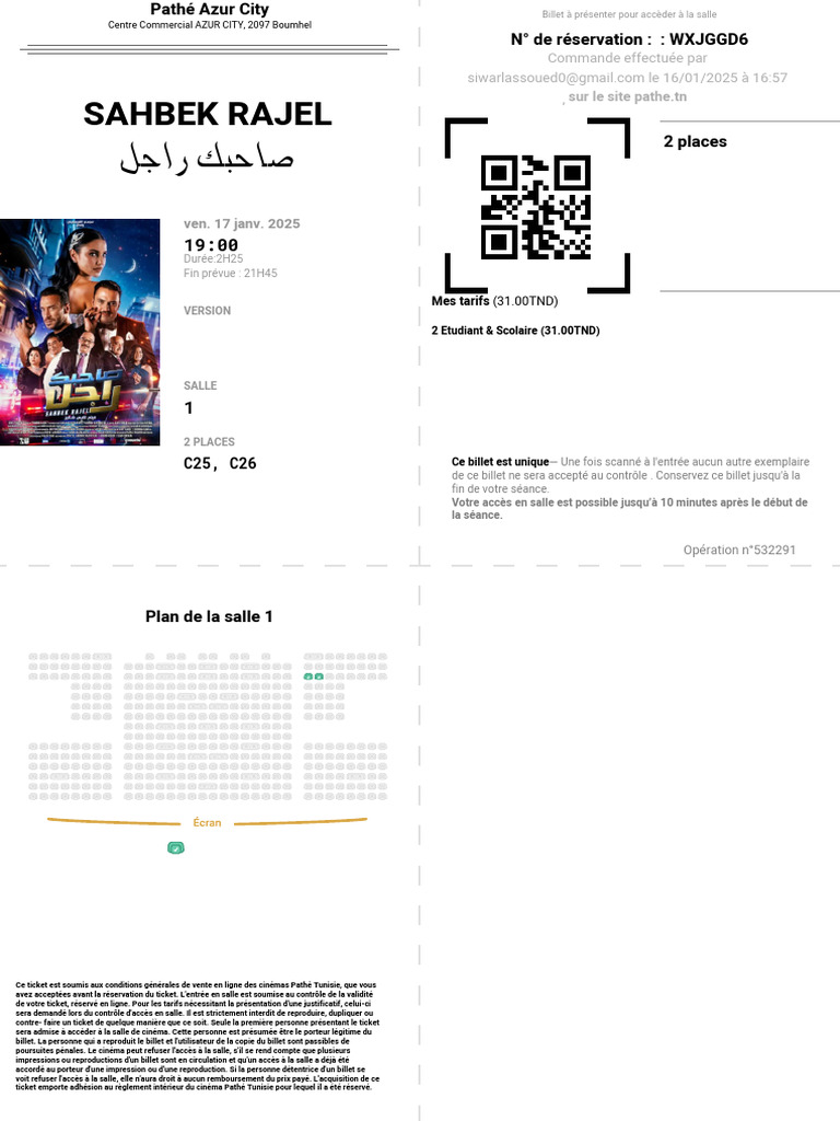 Billet pour Pathé Azur City - 17 Janv. 2025 | PDF