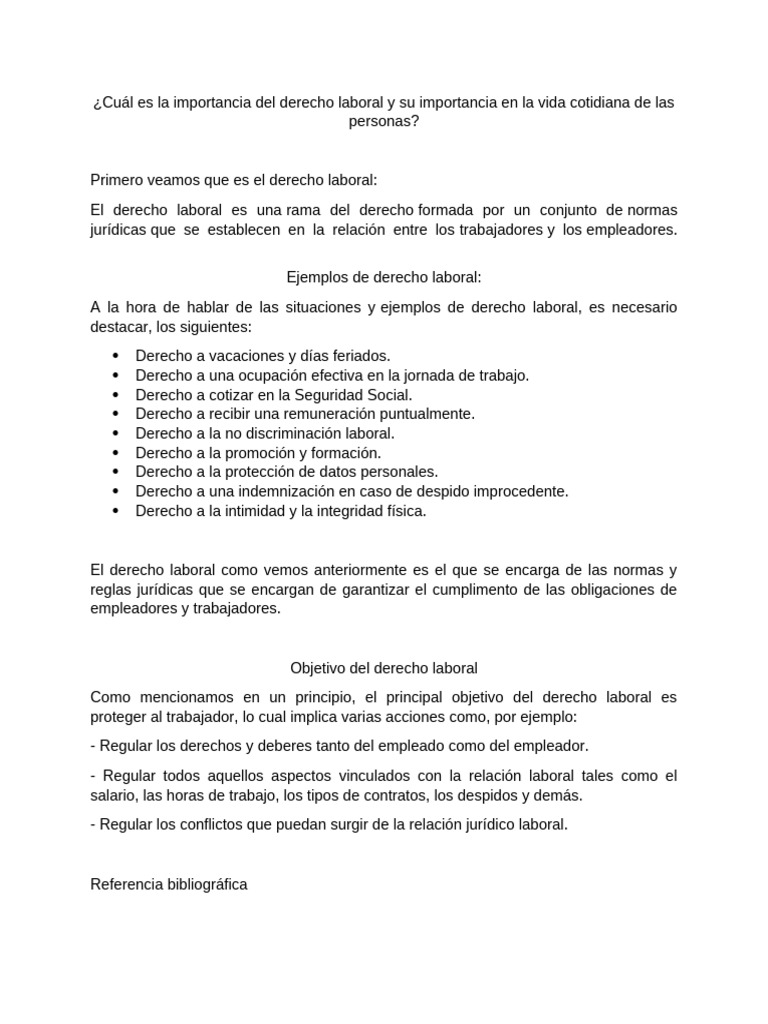 Importancia del Derecho Laboral | PDF