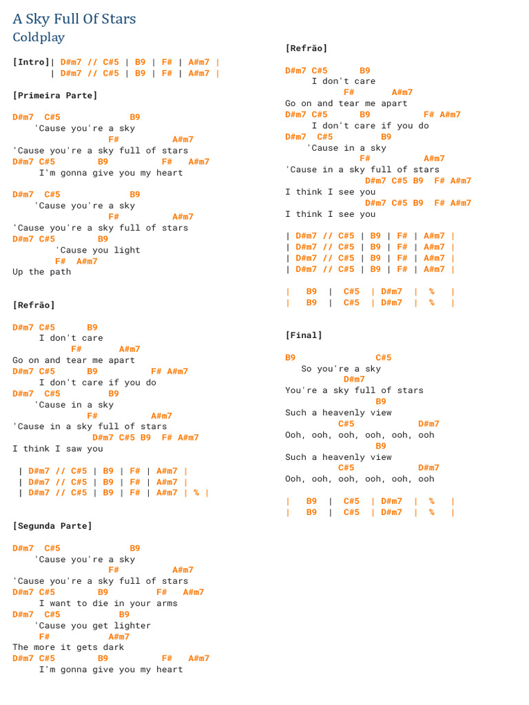Coldplay's "A Sky Full of Stars" Chords | PDF