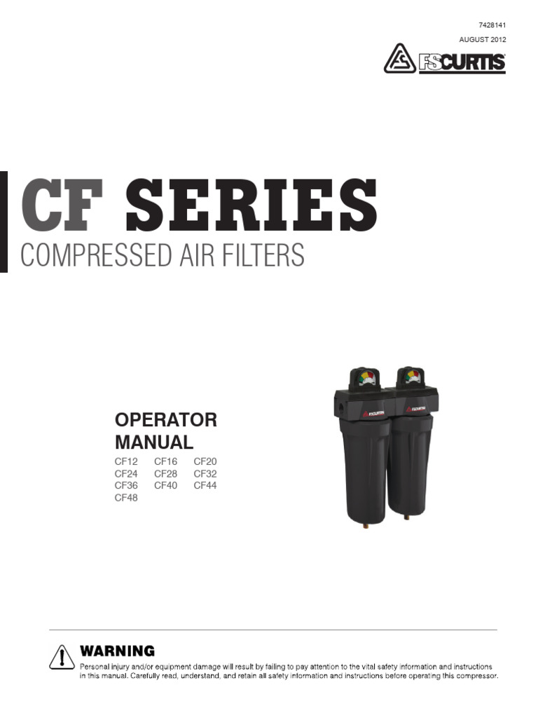 CF Series Compressed Air Filters Manual | PDF | Filtration | Screw