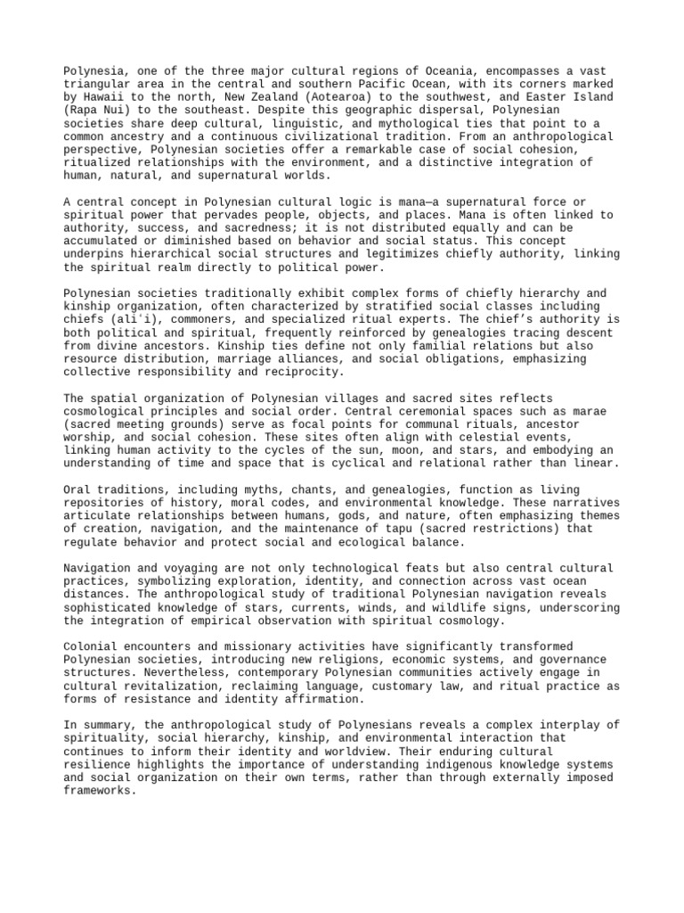 Polynesian Social Structure and Culture | PDF | Polynesia | Anthropology