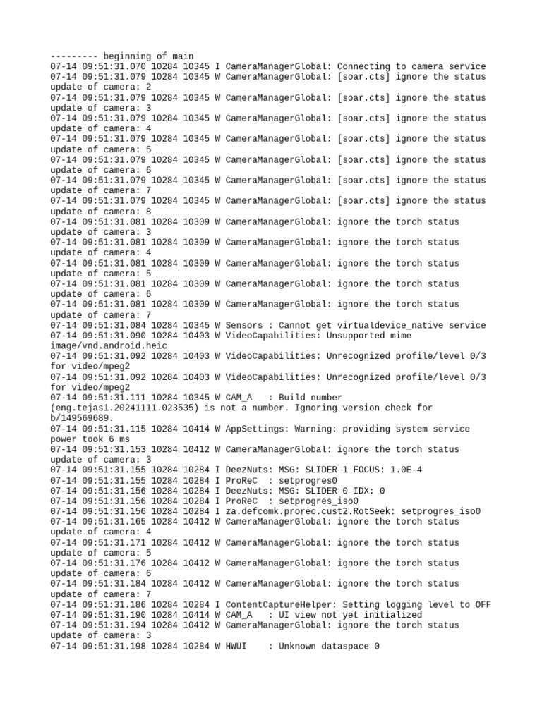 Camera Connection and Status Logs | PDF | Java (Programming Language ...