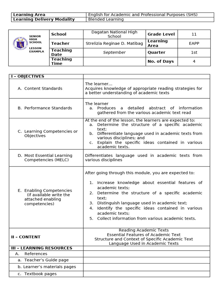 Eapp-Exemplar-Week 1 Academic Text | PDF | Learning | Reading Comprehension