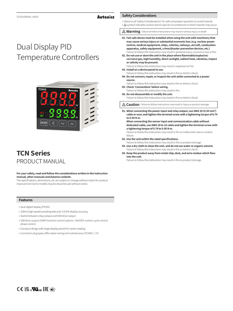 TCN4S-24R Temperature Controller Manual | PDF | Power Supply | Voltage