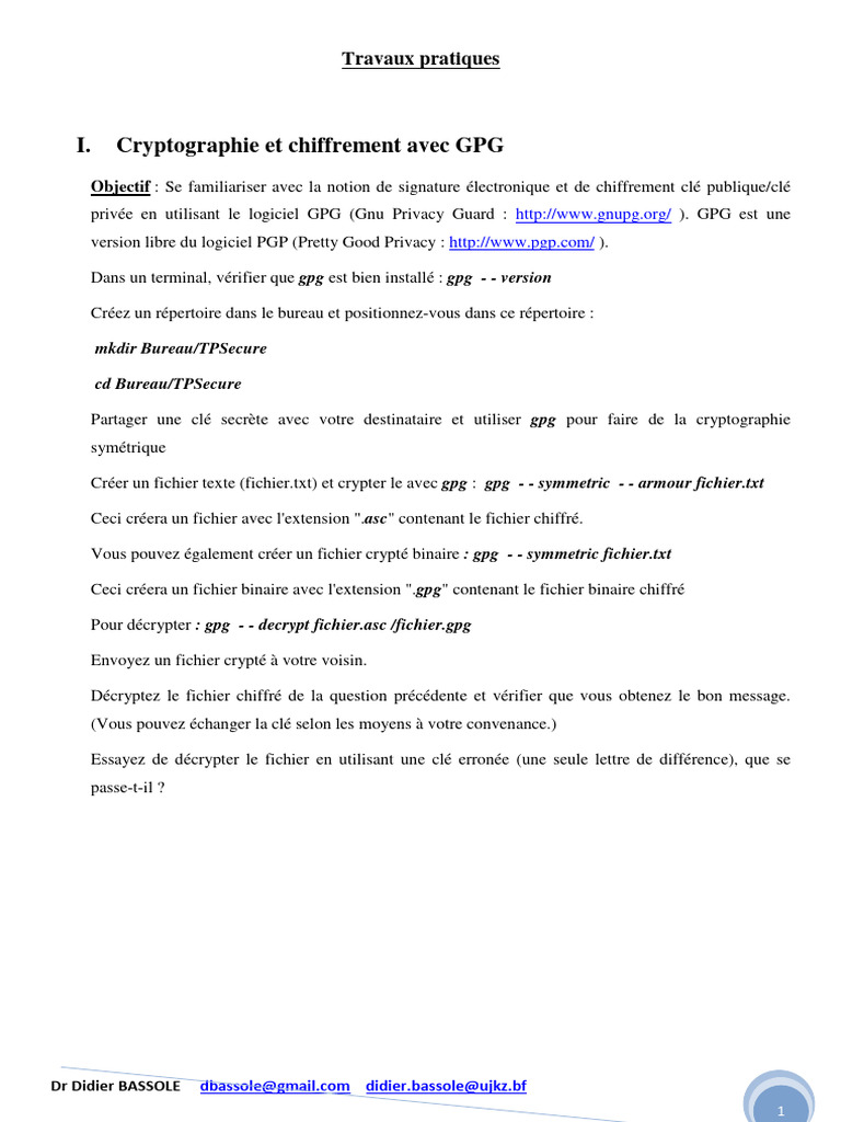 Cryptographie et GPG : Guide Pratique | PDF | Cryptographie | Cryptage