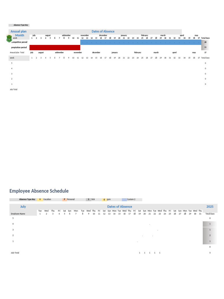 Employee Absence Schedule 2025 | PDF