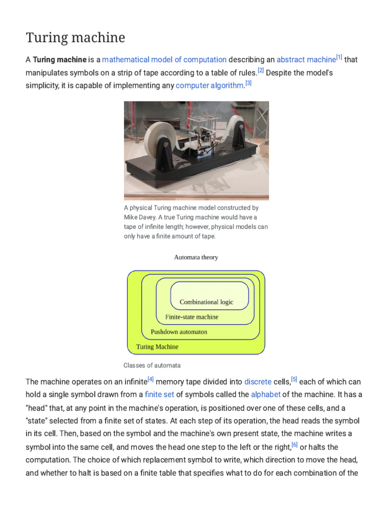 Overview of Turing Machines | PDF | Time Complexity | Mathematical Logic