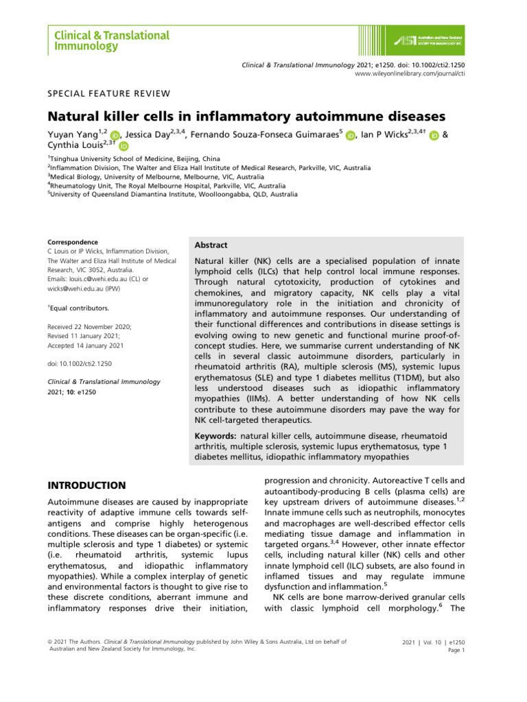 NK Cells in Autoimmune Diseases Review | PDF | Natural Killer Cell ...