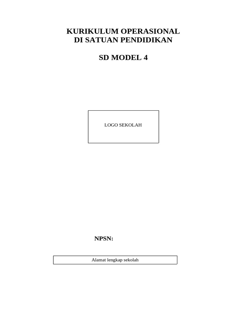 Kurikulum Operasional SD Model 4 | PDF