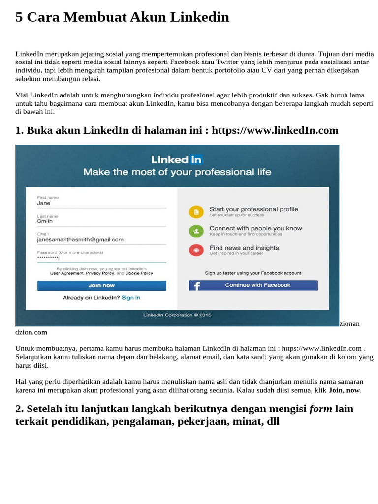 Cara Membuat Akun LinkedIn Profesional | PDF