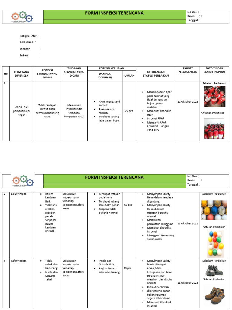 7.1 Form Inspeksi | PDF