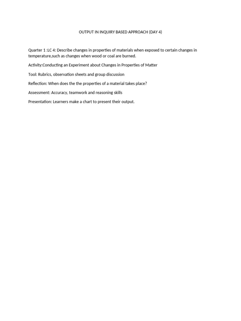 Changes in Material Properties Experiment | PDF