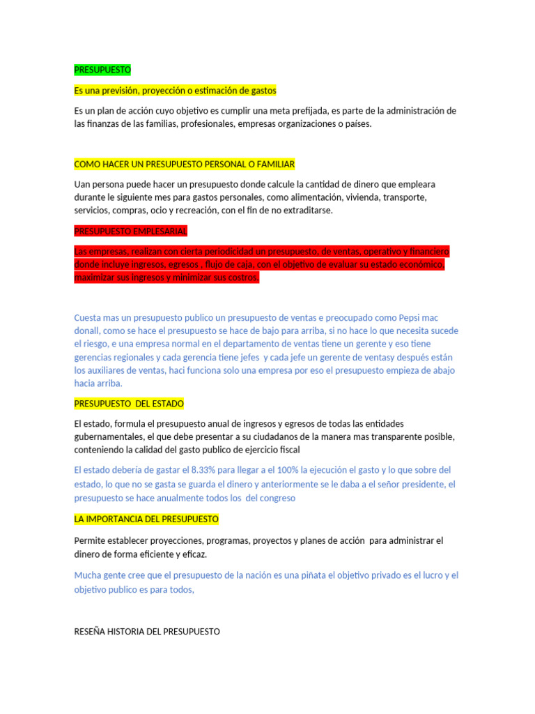 Guía Completa sobre Presupuestos y Tipos | PDF | Presupuesto | Economias