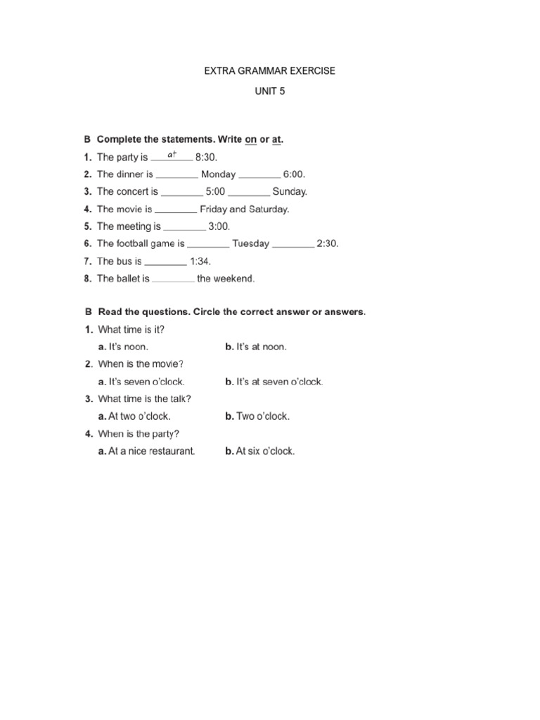Extra Grammar Exercise | PDF
