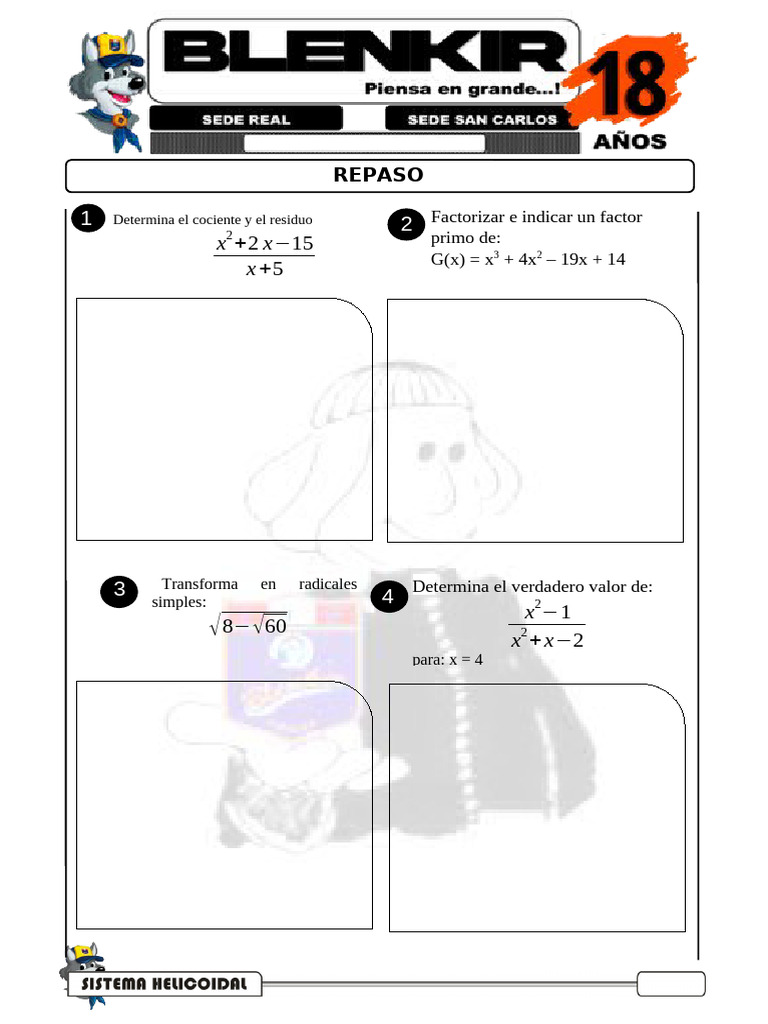 Algebra - Fast Test - Pre U San Carlos - Semana 8 BBB | PDF