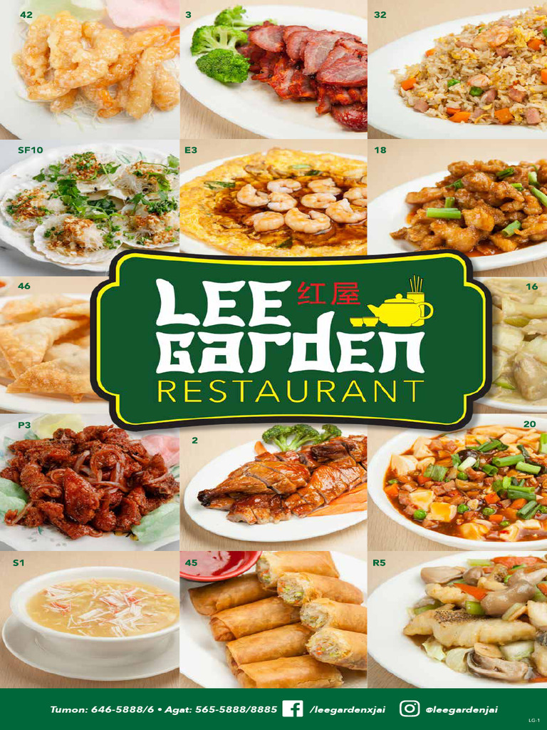 Lee Garden Restaurant Menu Overview | PDF | Chinese Cuisine | Tofu