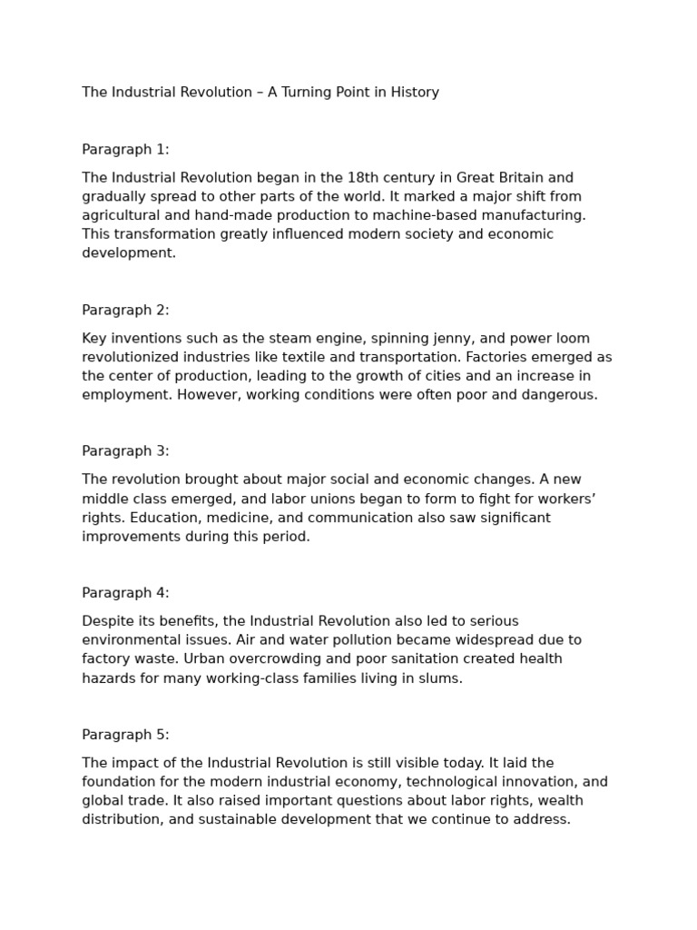 The Industrial Revolution A Turning Point in History PDF