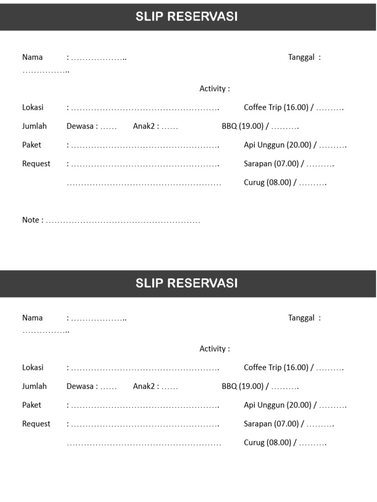 Slip Reservasi | PDF