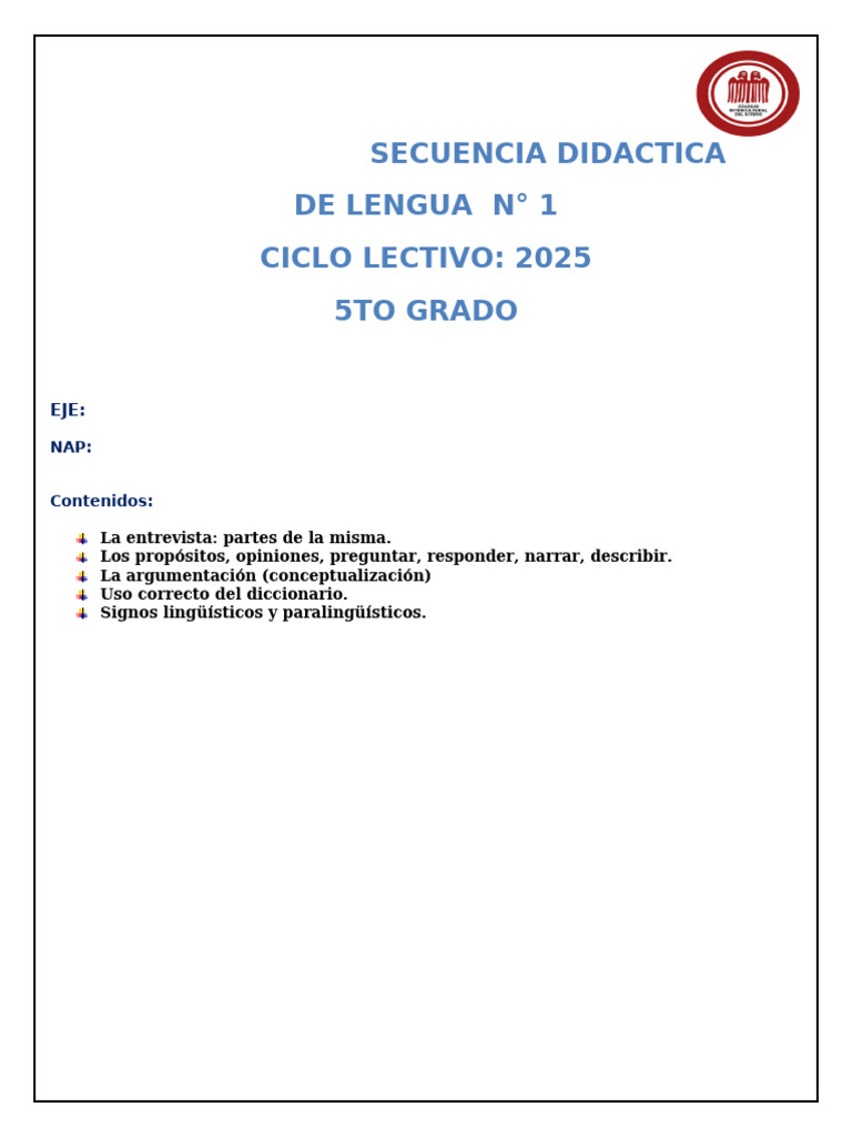 SECUENCIA DIDACTICA de Lengua | PDF
