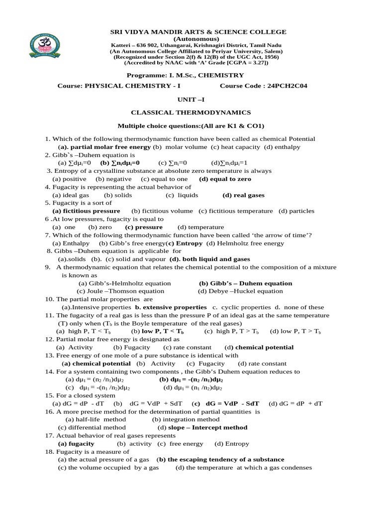 Physical Chemistry I | PDF | Gases | Gibbs Free Energy