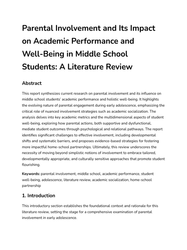 Parental Involvement in Middle School Success | PDF | Adolescence ...