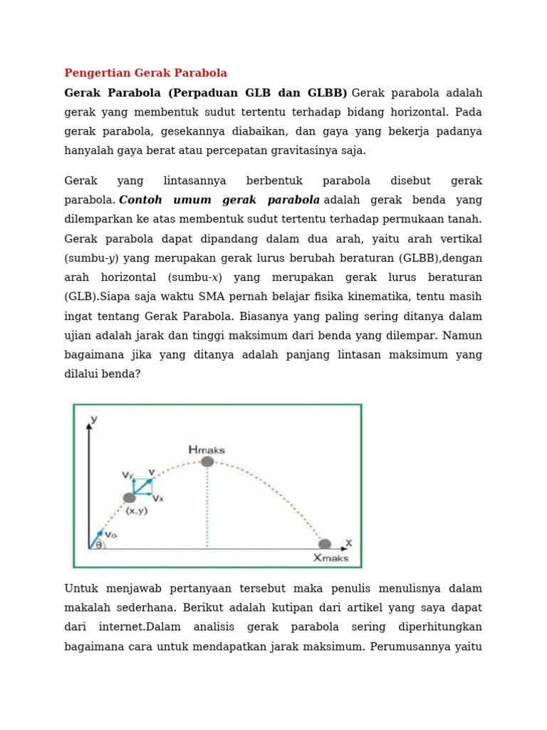 Rumus dan Contoh Gerak Parabola | PDF