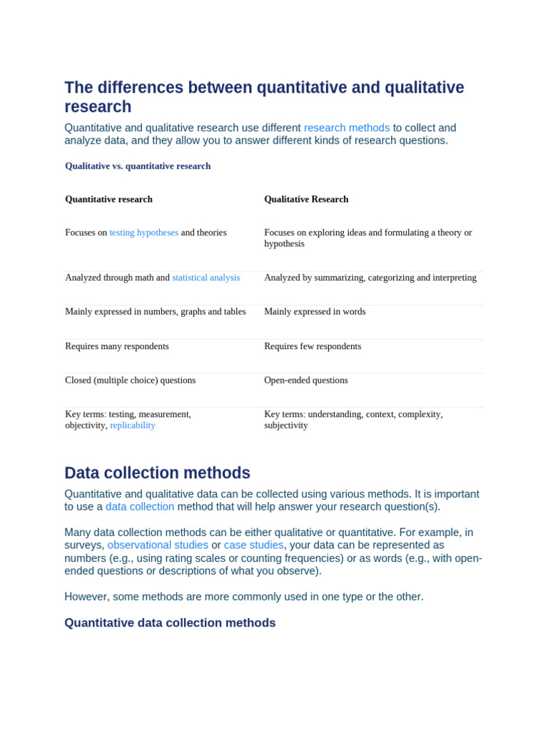 Quantitative VS Qualitative Research | PDF | Quantitative Research ...