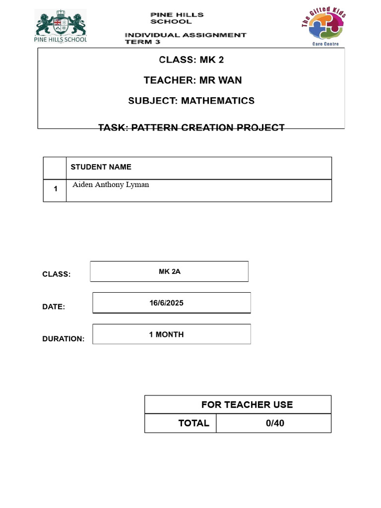 (Aiden) MK 2 Math Individual Assignment | PDF