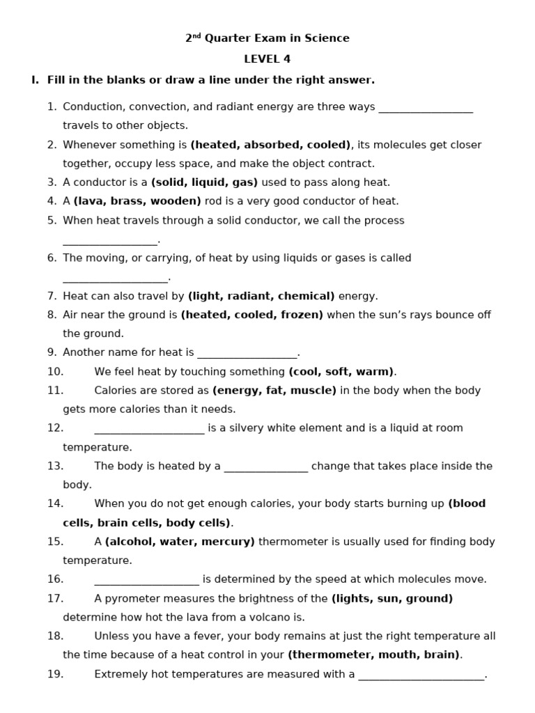 Level 4 Science Exam: Heat & Earth Science | PDF | Volcano | Physical ...