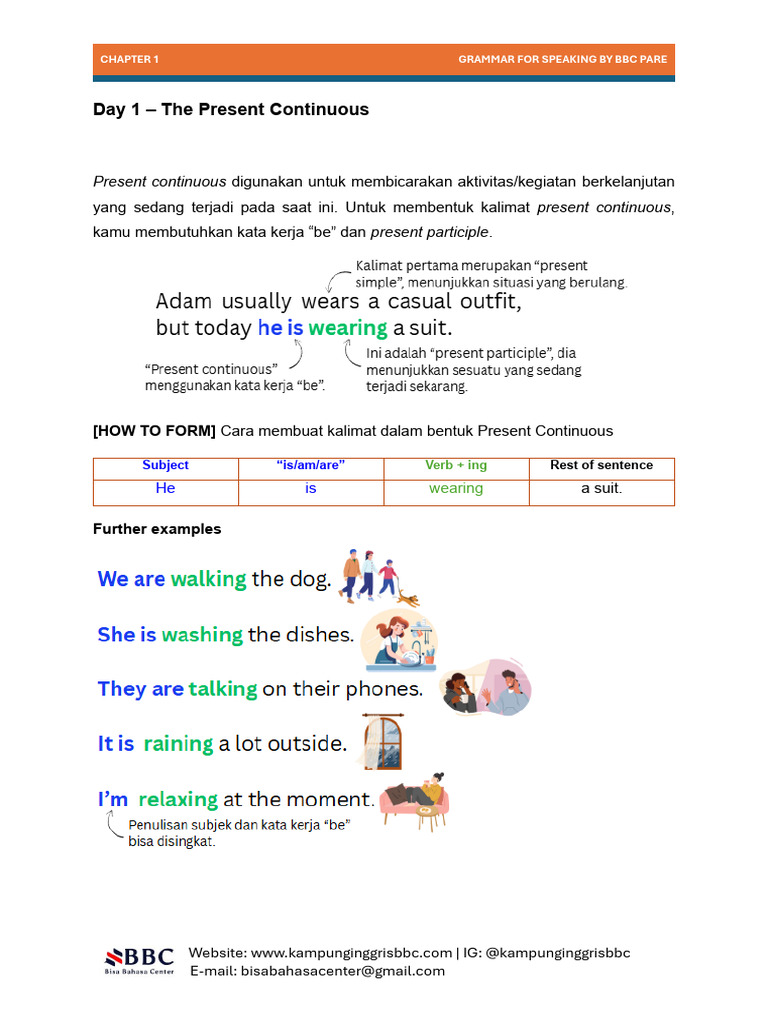Day 2 - The Present Continuous | PDF