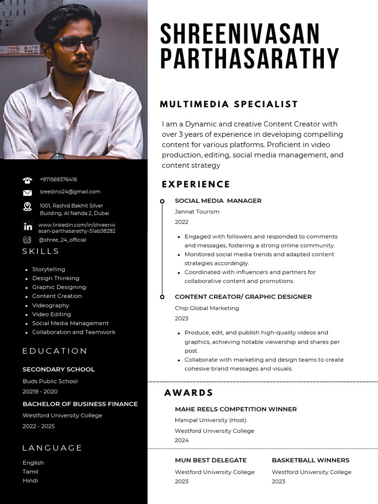 Multimedia Specialist Profile: Shreenivasan | PDF | Mass Media ...