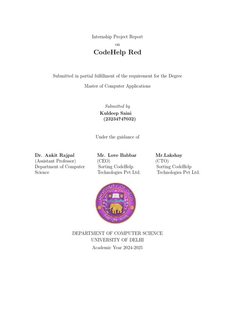CodeHelp Red Internship Report | PDF | Agile Software Development | Web ...
