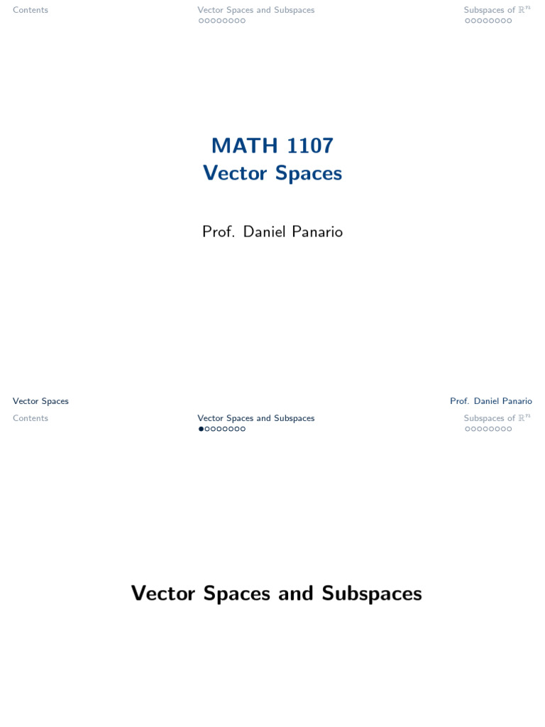 Vector Spaces and Subspaces Explained | PDF | Linear Subspace | Vector ...