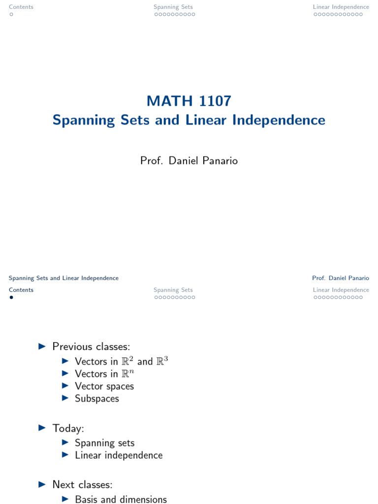 Spanning Sets and Linear Independence | PDF | Determinant | Vector Space