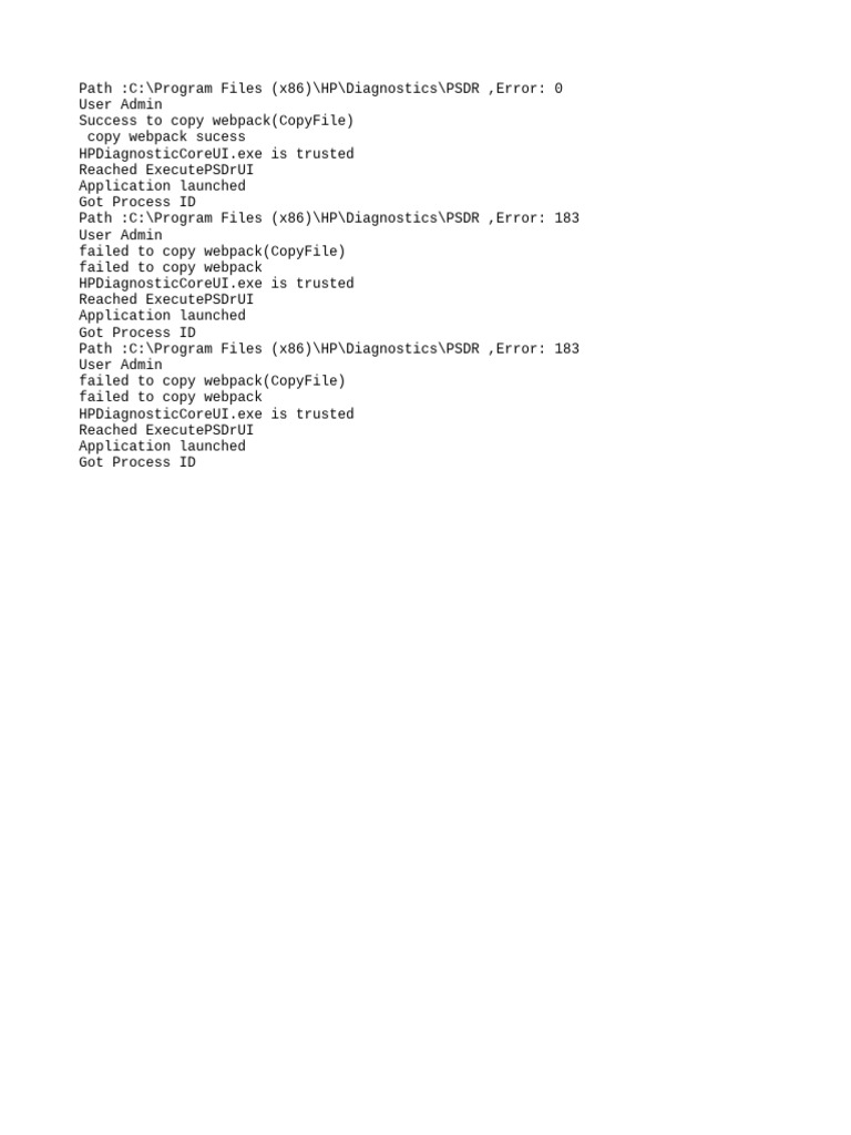 HP Webpack Copy Errors in Diagnostics | PDF