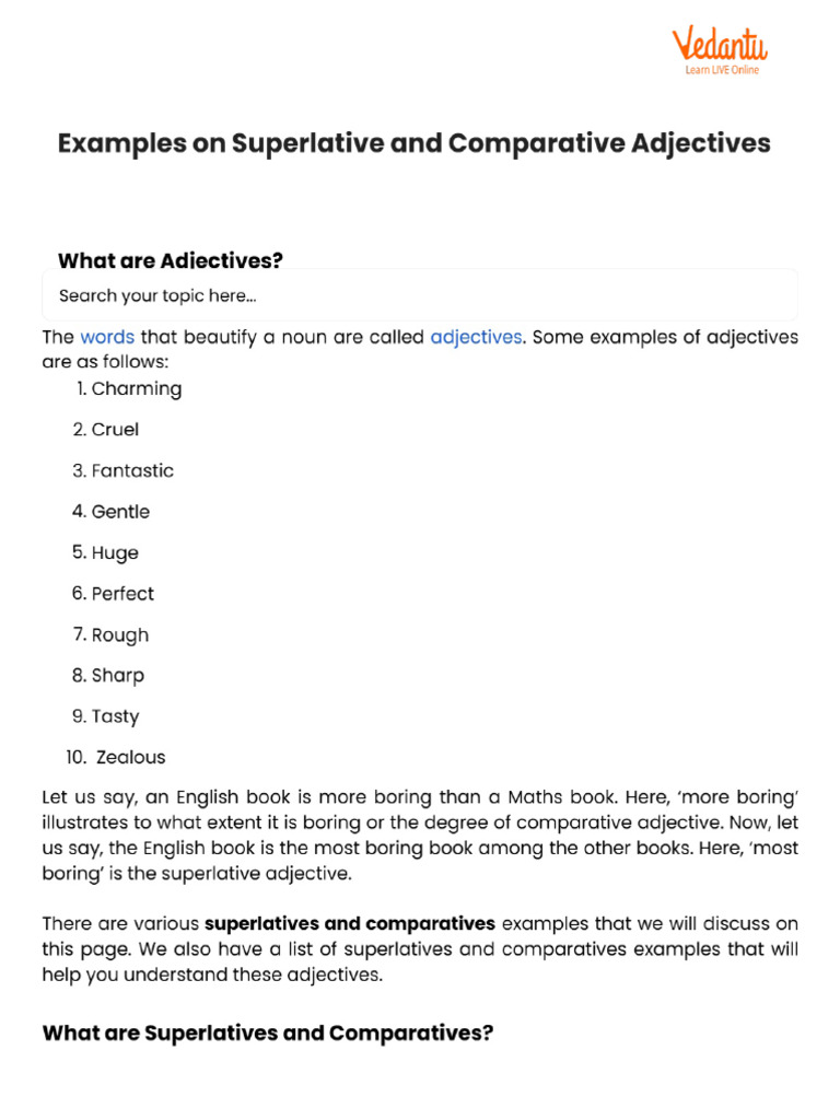 COMPARATIVE AND SUPERLATIVE ADJECTIVES DEFINITIONS WITH EXAMPLES visual data 4