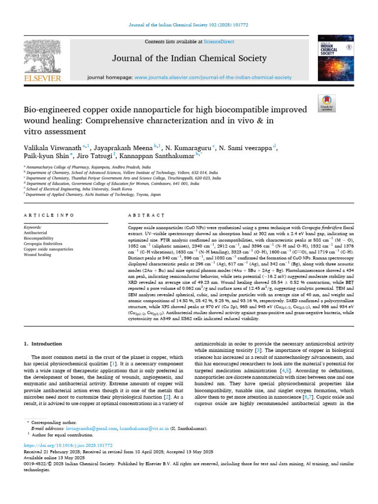 Copper Oxide Nanoparticles for Wound Healing | PDF | Nanoparticle ...
