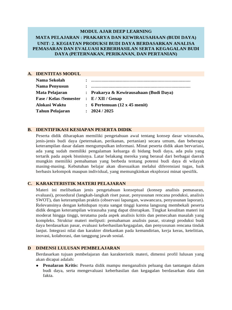 Modul Unit 2 Kegiatan Produksi | PDF