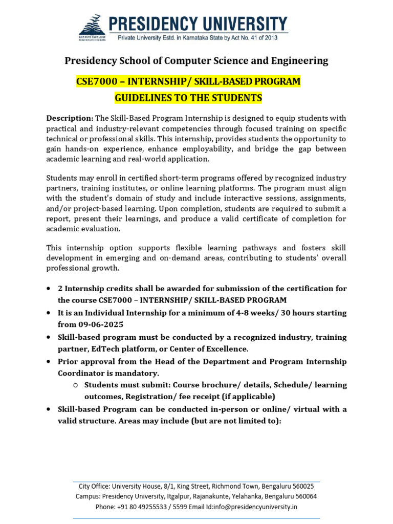 CSE7000-Skill-based Program Guidelines - 250714 - 190952 | PDF ...