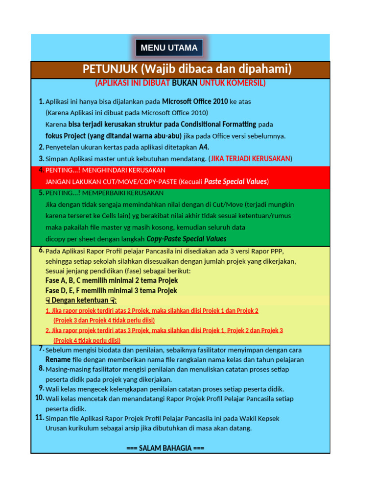 Ukuran Kertas e-Rapor F4 Kurikulum Merdeka | PDF