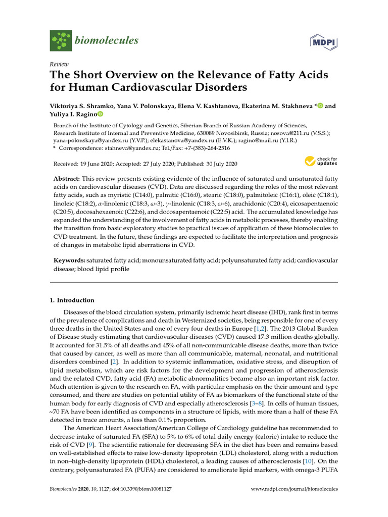 Fatty Acids and Cardiovascular Health | PDF | Omega 3 Fatty Acid ...